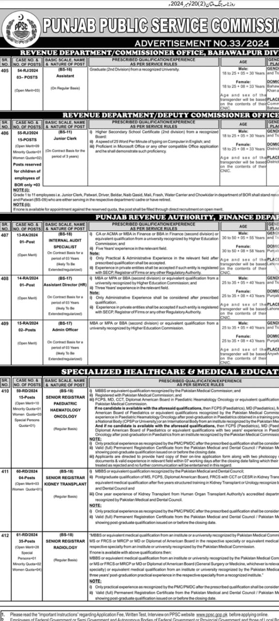 Latest jobs announced Assistant ,Junior Clerk, Computer Operator, Assistant, Director Admin, OfficerPersonal Assistant