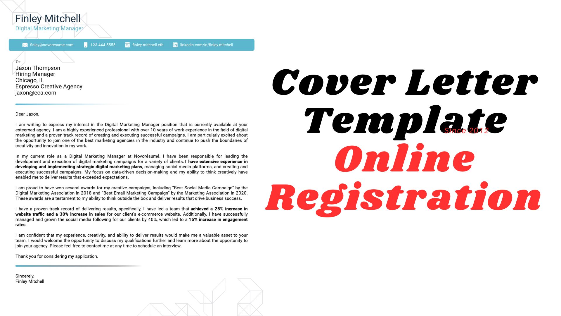 Cover Letter Template Online Registration